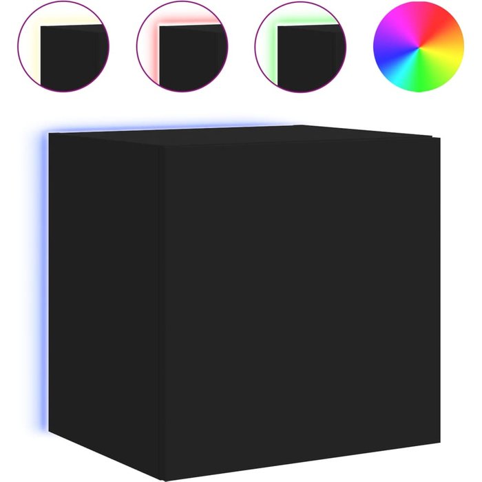 Mueble de tv de pared con iluminación led negra 40,5x35x40 cm - comfortxl