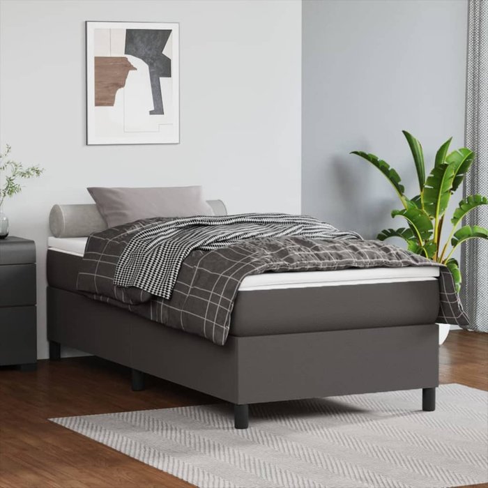 Maison exclusive - estructura de cama con somier cuero sintético gris 90x190 cm