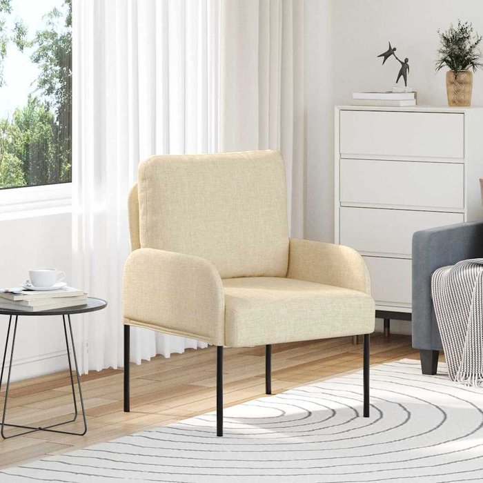 Sofás con cojín 55cm crema madera contrachapada vidaxl