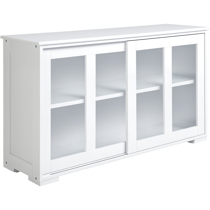 Aparador cocina blanco 107cm puertas cristal correderas estante ajustable