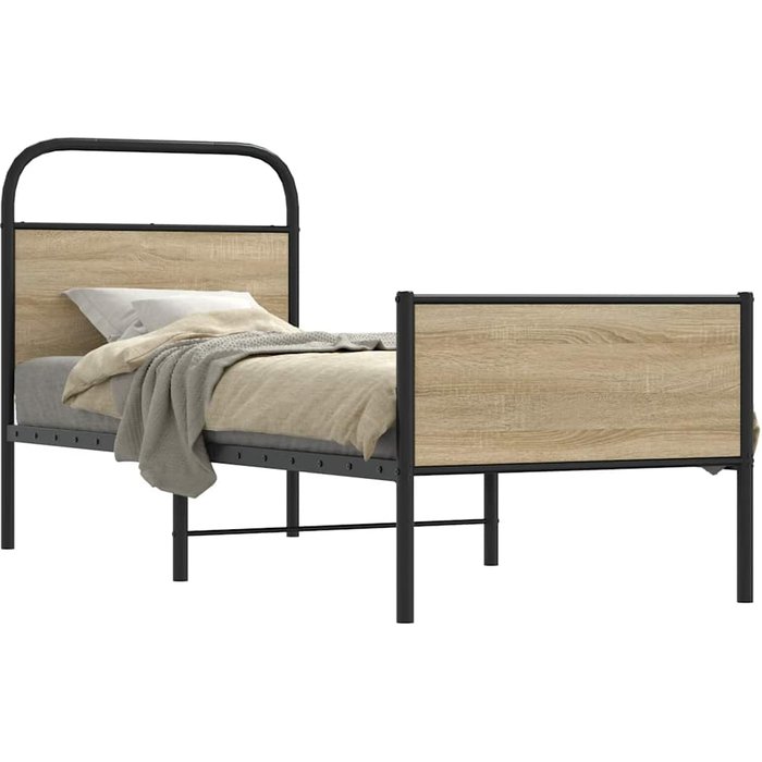 Estructura de cama sin colchón 80x200cm madera contrachapada de roble sonoma