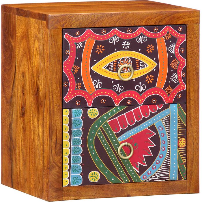 Mesilla de noche marrón 35 x 30 x 40 cm madera maciza de acacia