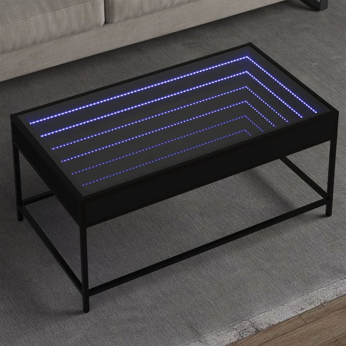Mesa de centro con infinity led negro 90x50x41 cm