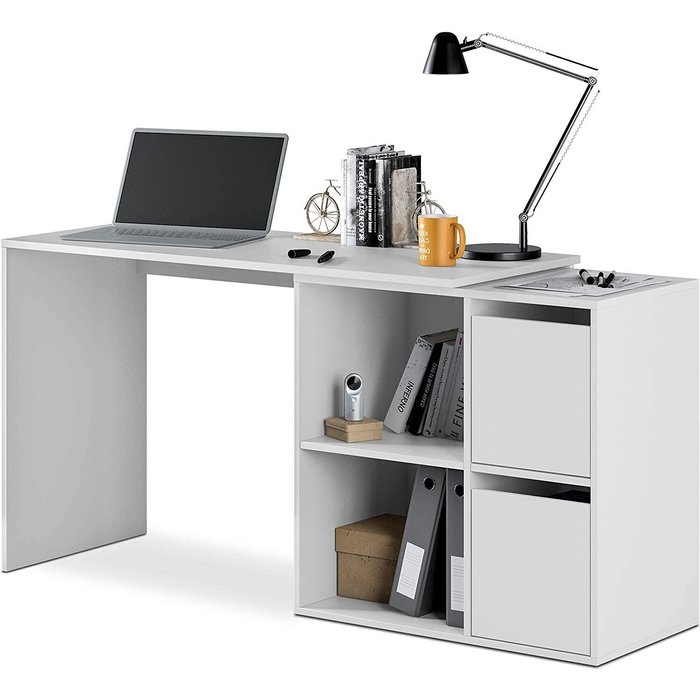 Mesa de escritorio multiposicion adapta, blanco 152x74 cm