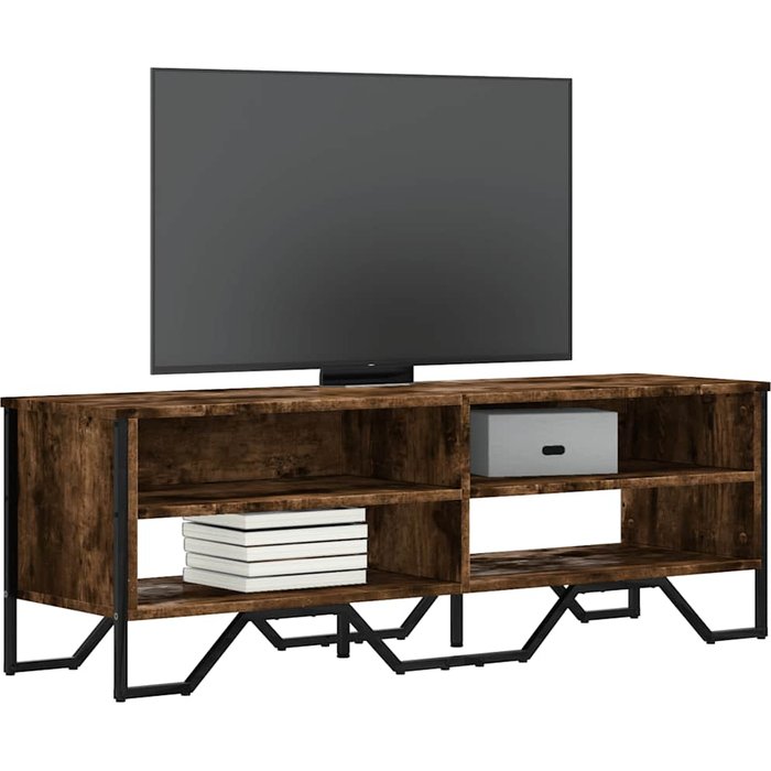 Mueble de tv de roble ahumado, 122x34x41 cm, madera de ingeniería