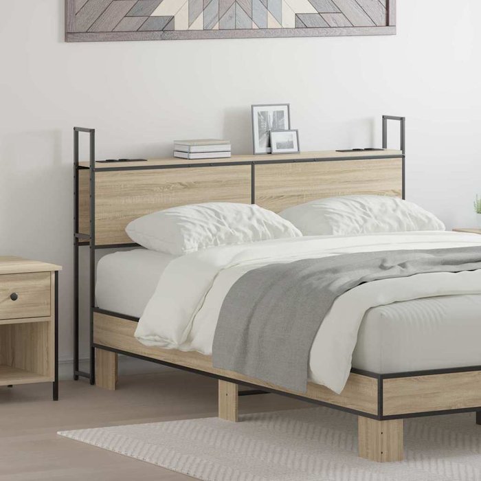 Maison exclusive - cabecero de almacenamiento con estación de carga roble sonoma