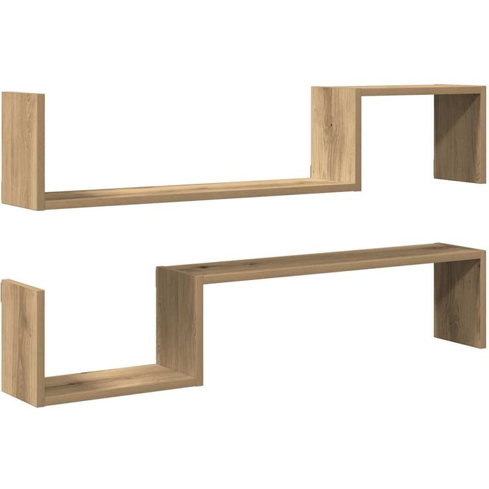 Estante de pared 2 uds madera roble artisan 100x15x20 cm- comfortxl