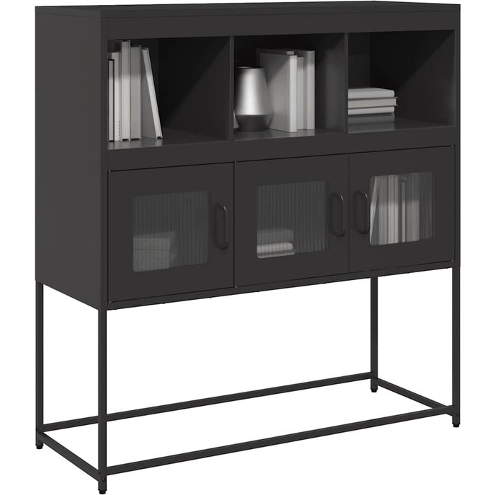 Aparador negro 100,5x39x107 cm acero laminado en frío