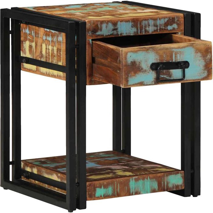 Mesita de noche con cajón, multicolor, 40 x 40 x 50 cm