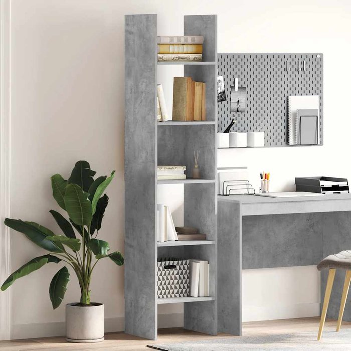 Estantería gris hormigón de 40x35x180 cm, madera de ingeniería. - pangivo