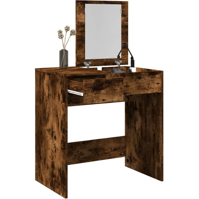 Tocador con espejo roble ahumado 73x46,5x120 cm vidaxl