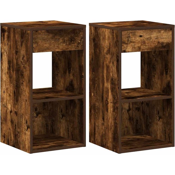 Mesillas de noche con cajón 2 uds roble ahumado 35x34x66,5 cm - comfortxl