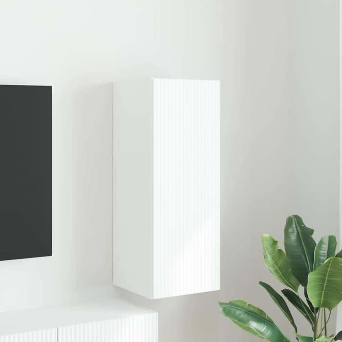Mueble de tv de pared blanco, 30 x 31 x 80 cm, madera de ingeniería