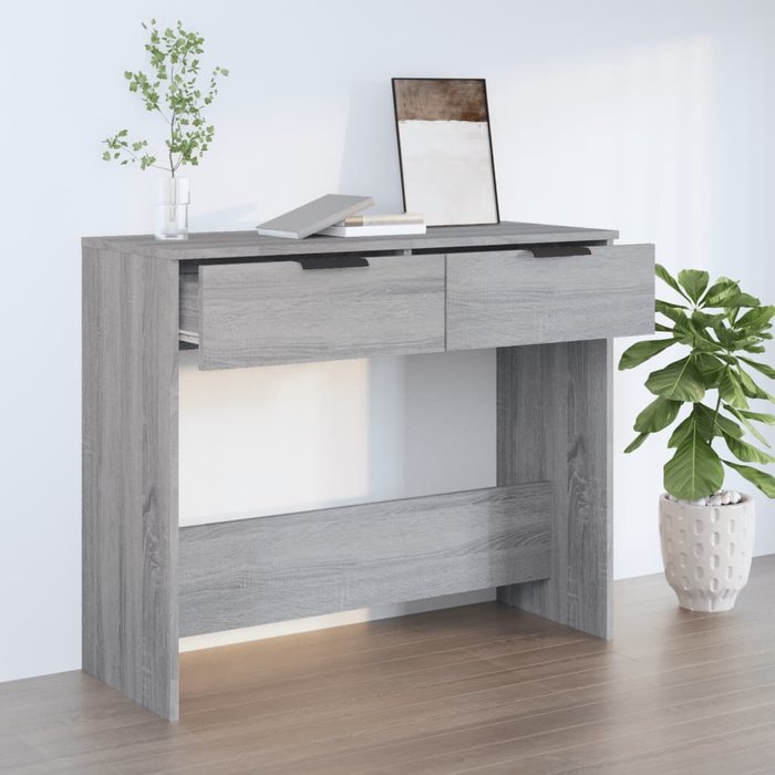 Mesa consola madera contrachapada gris sonoma 90x36x75 cm