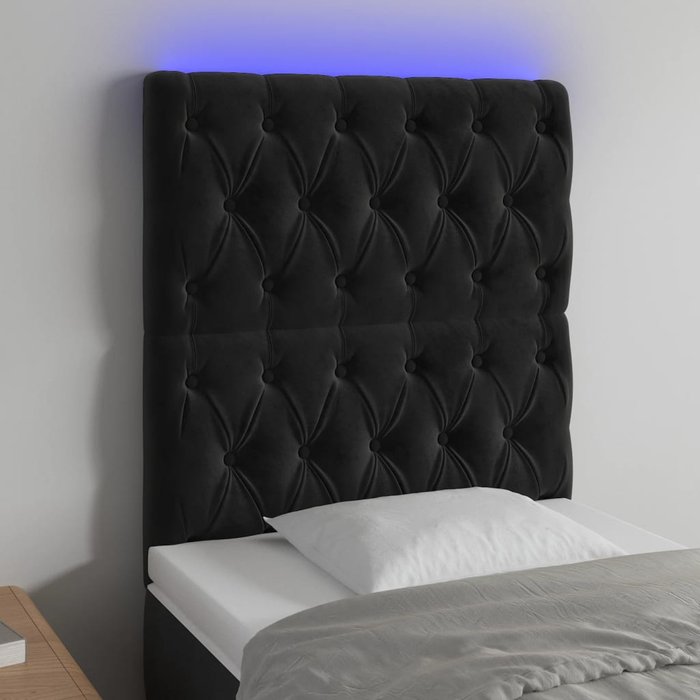 Maison exclusive - cabecero con luces led terciopelo negro 80x7x118/128 cm