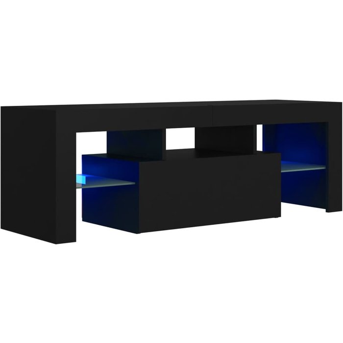 Mueble de tv con iluminación led negra 120x35x40 cm - comfortxl