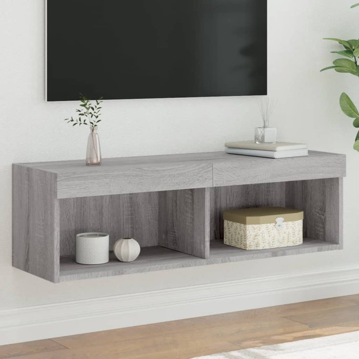 Mueble tv con luces led sonoma gris 100x30x30 cm