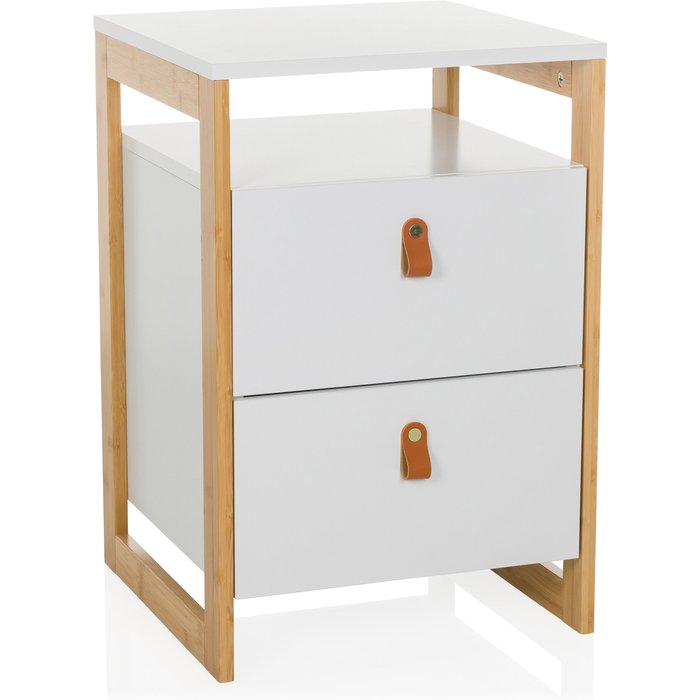 Cajonera / mesa auxiliar tarolo iii 40x40x60 cm 2 cajones blanco hjh living
