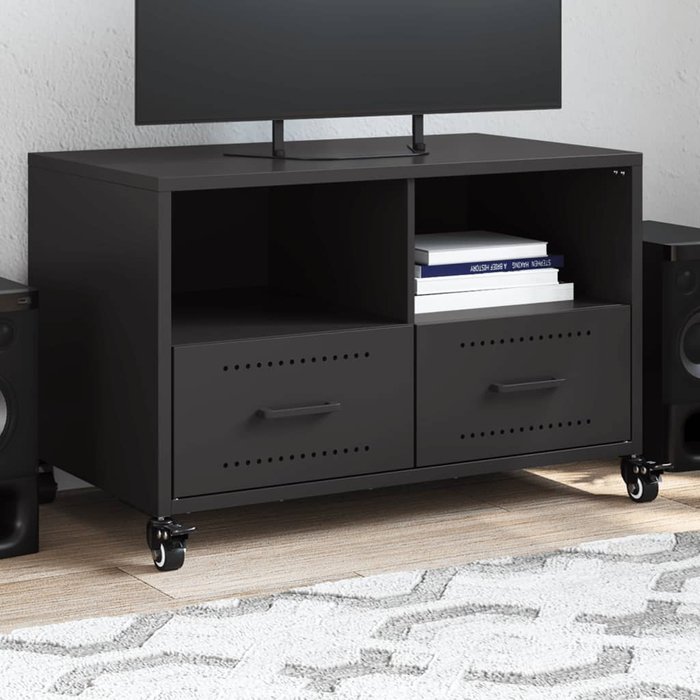 Mueble de tv negro, 68x39x43,5 cm, acero