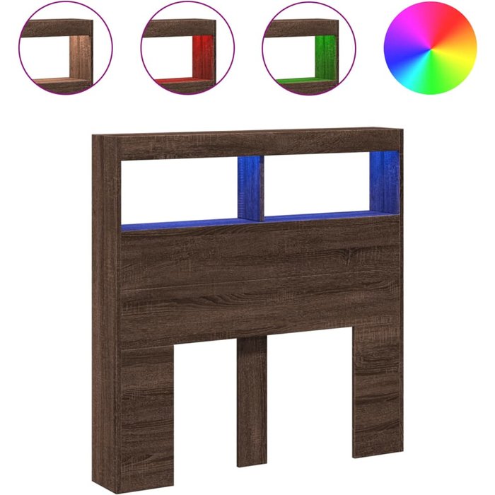 Cabecero de cama - mueble cabecero con luz led marrón roble 100x17x102 cm