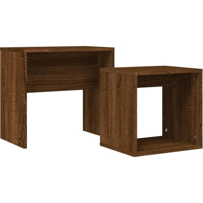 2 mesas de centro apilables en madera de ingeniería de roble marrón - comfortxl