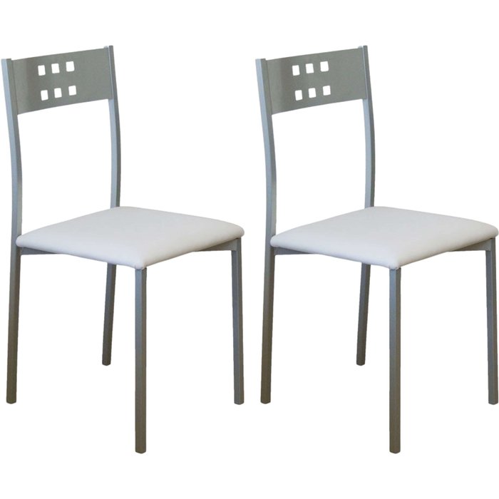 Pack 2 sillas de cocina metal y blanco costa, sillas comedor modernas 47x86x41cm