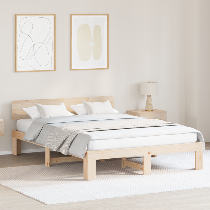 Estructura de cama natural 160 x 200 cm madera de pino macizo vidaxl