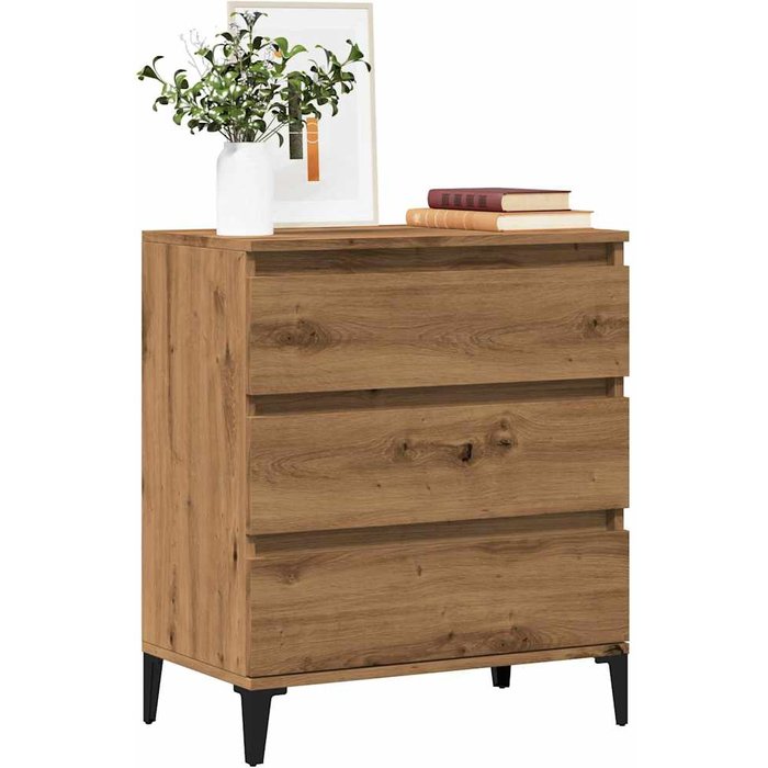 Aparador madera contrachapada roble artisian 60x35x70 cm vidaxl