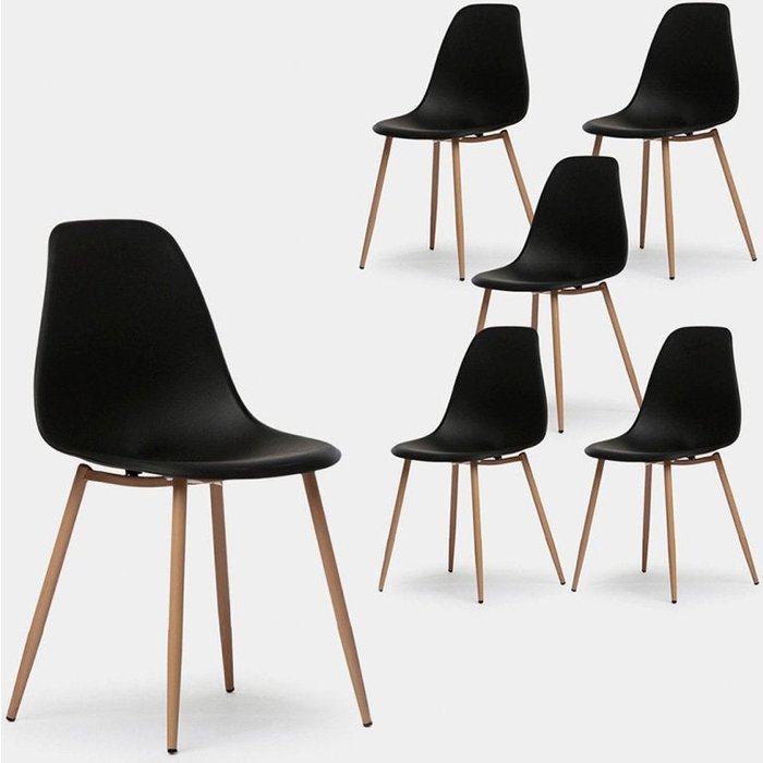 Packs 6 sillas polipropileno negro 45 x 80 cm