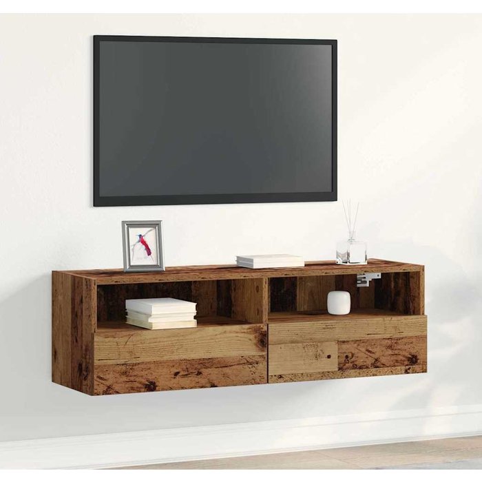 Mueble de tv montado en la pared madera vieja 100 x 30 x 30 cm