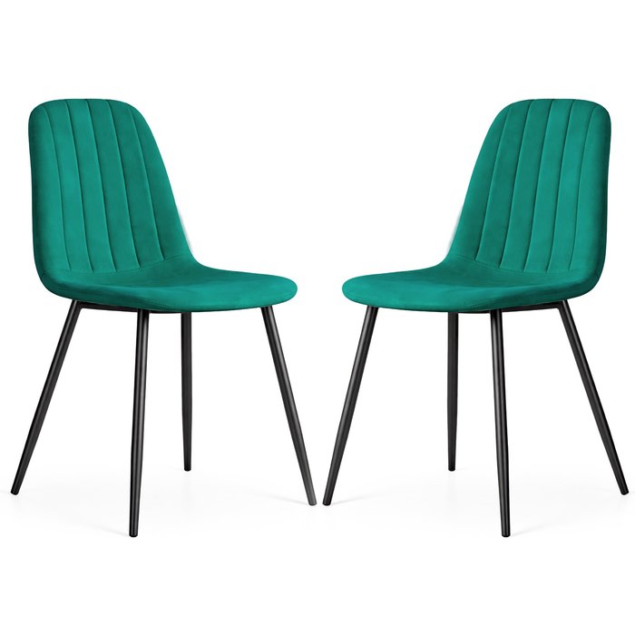 Set de 2 sillas acolchadas lumo verde botella patas negras