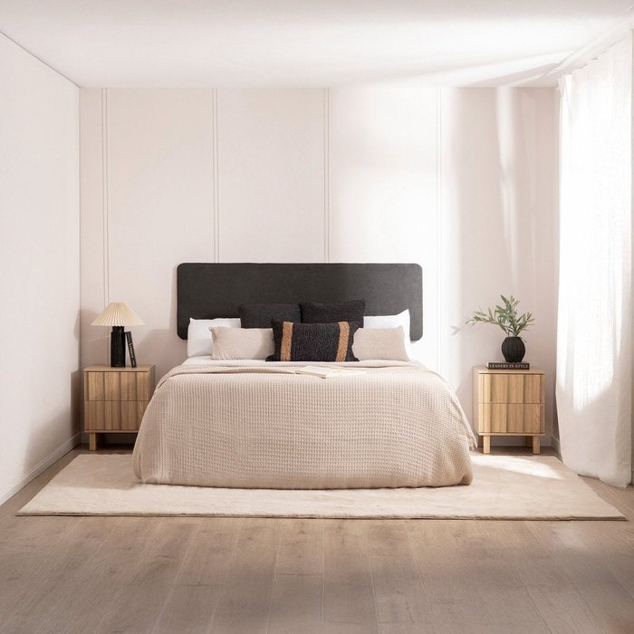 Pack 2 mesitas de noche efecto madera natural 42 x 54 cm