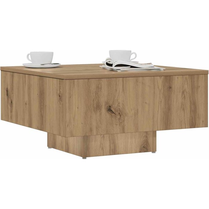 Mesa de centro de roble hecha a mano, 60x60x31,5 cm, madera de ingeniería.