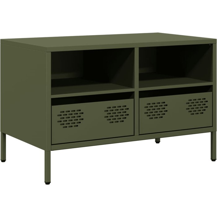 Mueble para tv acero laminado en frío verde oliva 68x39x43,5 cm - comfortxl