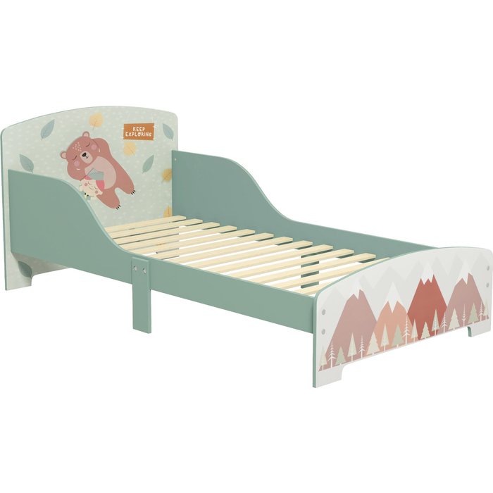 Cama infantil zonekiz mdf, tablero multicapa verde 143x77x60 cm