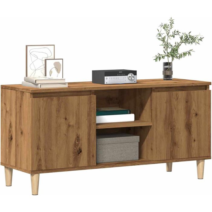 Mueble de tv de roble artesanal 102x35x50 cm madera de ingeniería