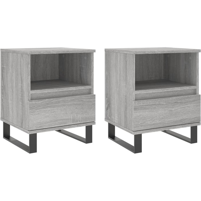Mesitas de noche 2 piezas sonoma gris 40x35x50 cm madera contrachapada