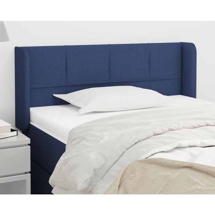 Cabecero de tela azul 93x16x78/88 cm