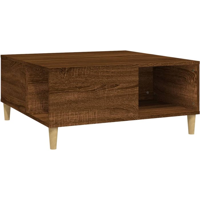 Mesa de centro madera contrachapada roble marrón 80x80x36,5 cm
