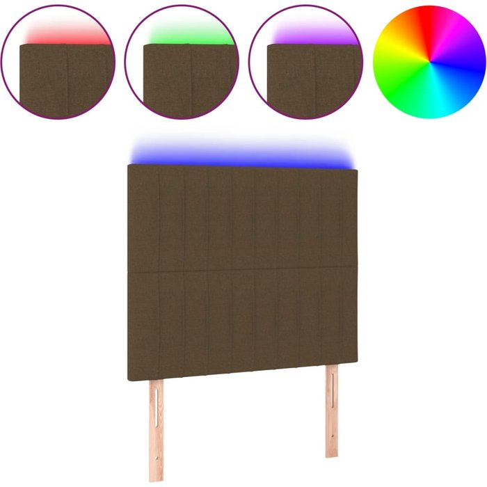 Cabecero con luces led tela marrón oscuro 80x5x118/128 cm - comfortxl