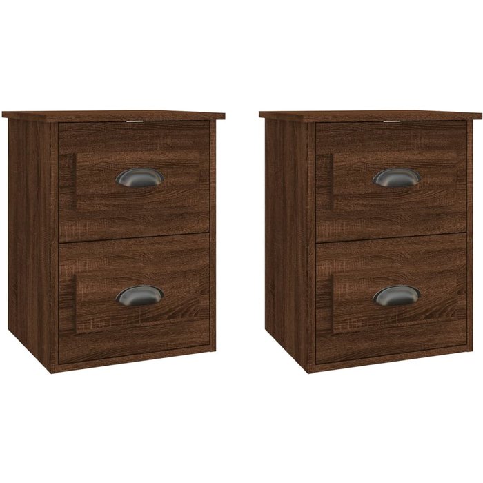 Mesita de noche de pared 2 uds marrón rob;e 41,5x36x53cm - comfortxl