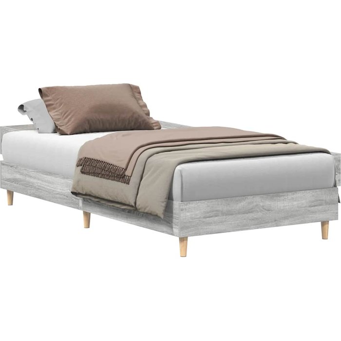 Estructura de cama sin colchón madera gris sonoma 75x190 cm — comfortxl