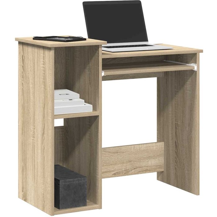 Maison exclusive - escritorio con estantes contrachapada color roble 84x40x78 cm