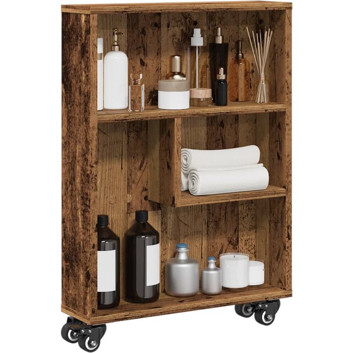Maison exclusive - carrito de almacenaje estrecho madera envejecida 48x13x68 cm