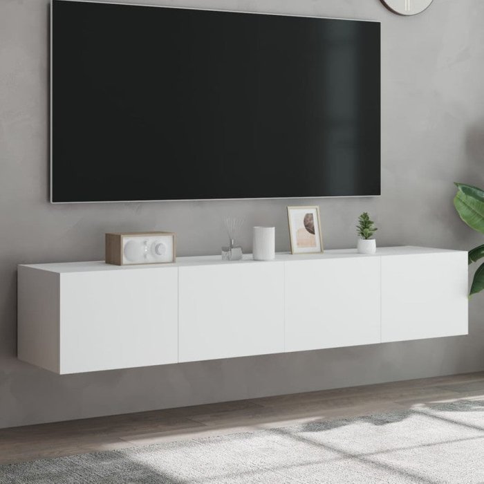 Vidaxl muebles de tv de pared con luces led 2 uds blanco 80x35x31 cm