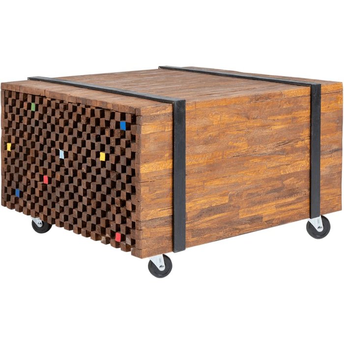 Mesa auxiliar de madera de teca 60x60x38 cm