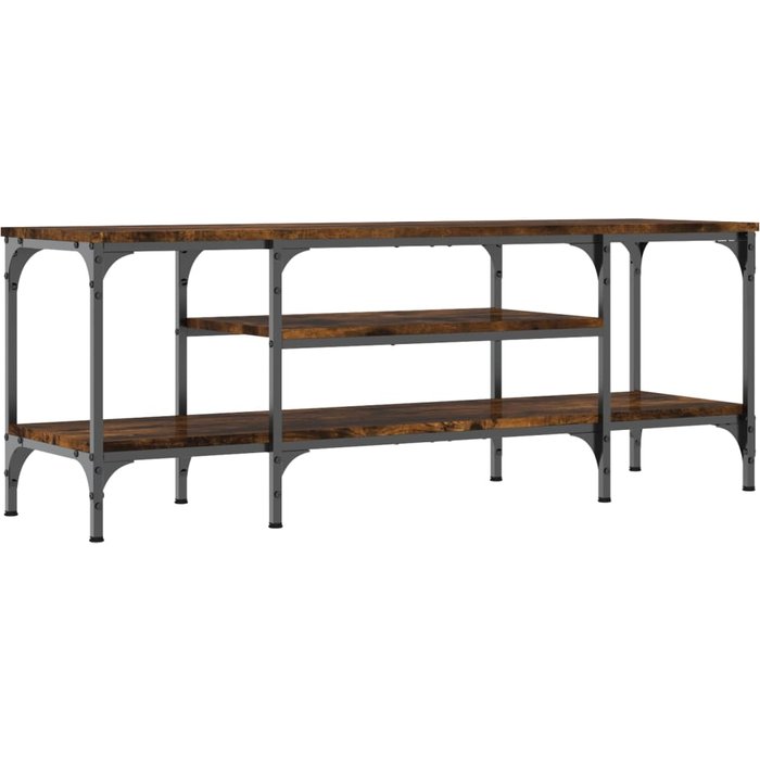 Mueble tv roble ahumado 121x35x45 cm madera contrachapada y hierro