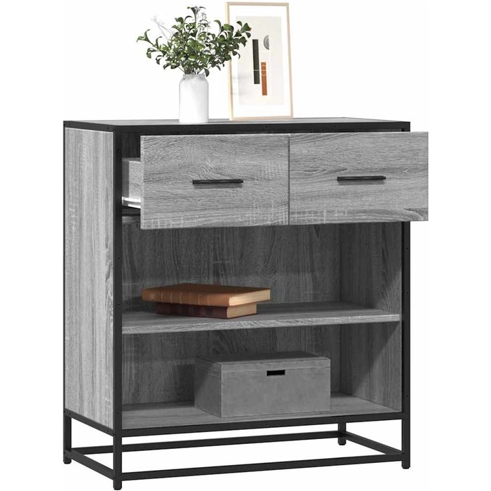 Aparador sonoma gris de 68x35x76 cm, madera de ingeniería.