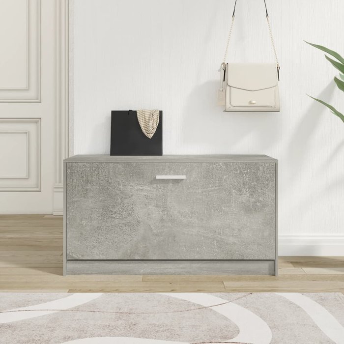 Banco zapatero madera contrachapada gris hormigón 80x24x45 cm