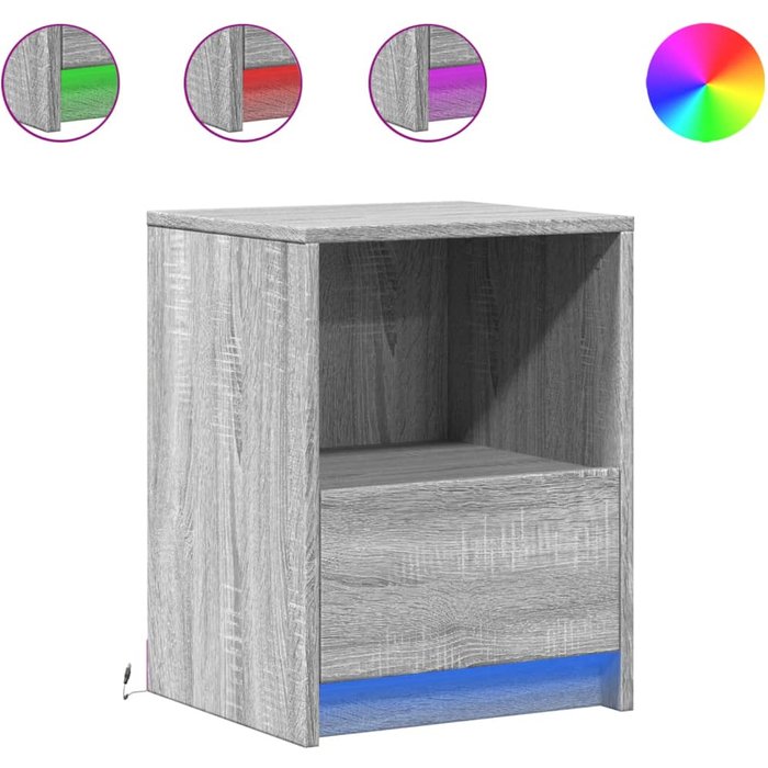 Mesitas de noche luces led 2 uds madera ingeniería gris sonoma - comfortxl